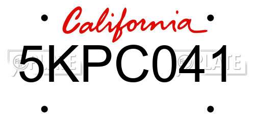 5KPC041 California License Plate