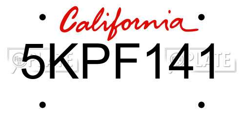 5KPF141 California License Plate