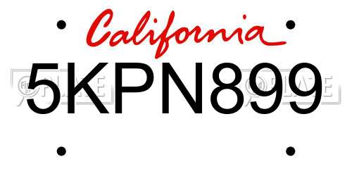 5KPN899 California License Plate