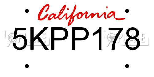 5KPP178 California License Plate