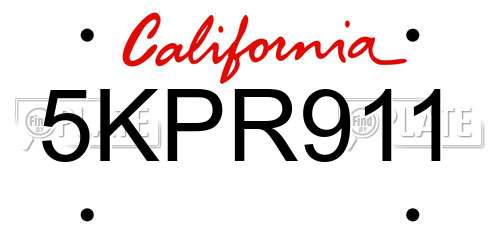 5KPR911 California License Plate