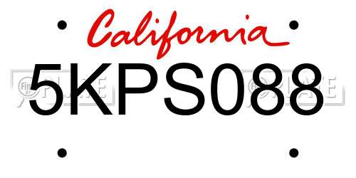 5KPS088 California License Plate
