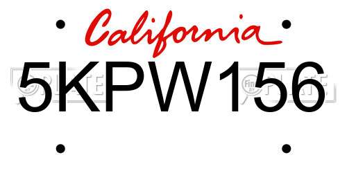 5KPW156 California License Plate