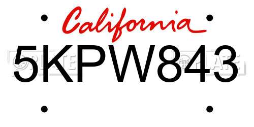 5KPW843 California License Plate