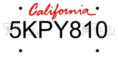 5KPY810 California License Plate