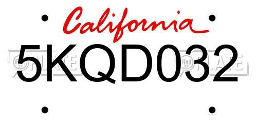 5KQD032 California License Plate