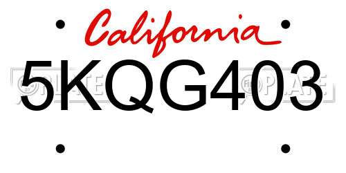 5KQG403 California License Plate