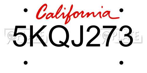 5KQJ273 California License Plate
