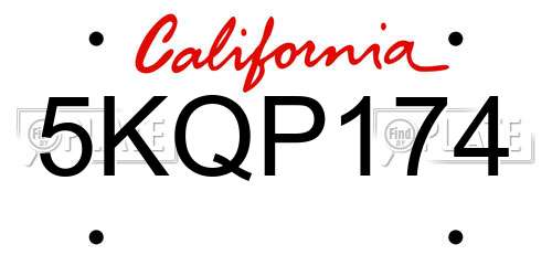 5KQP174 California License Plate