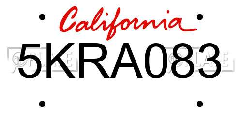 5KRA083 California License Plate