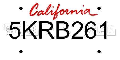 5KRB261 California License Plate