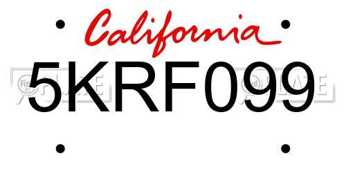 5KRF099 California License Plate