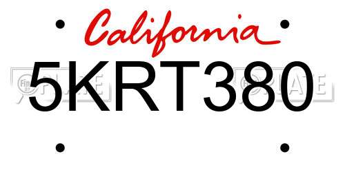 5KRT380 California License Plate