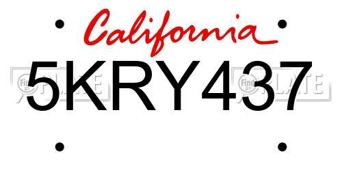 5KRY437 California License Plate