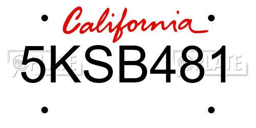 5KSB481 California License Plate