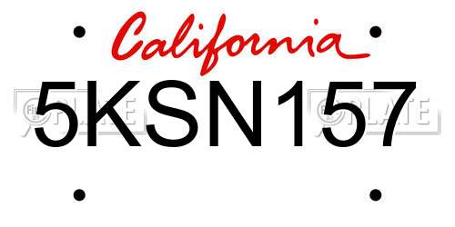 5KSN157 California License Plate