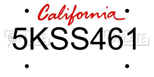 5KSS461 California License Plate