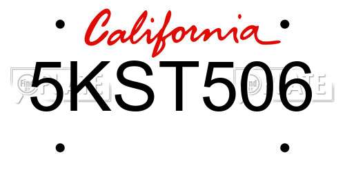 5KST506 California License Plate