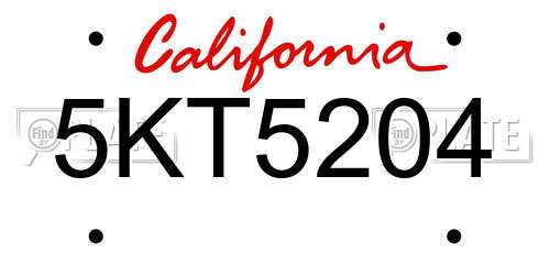 5KT5204 California License Plate