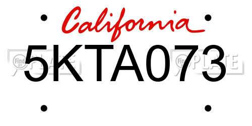 5KTA073 California License Plate