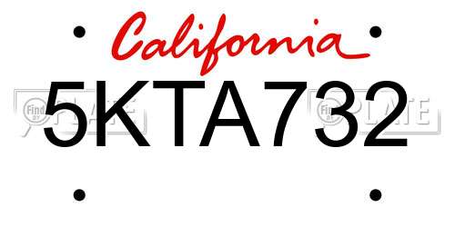 5KTA732 California License Plate