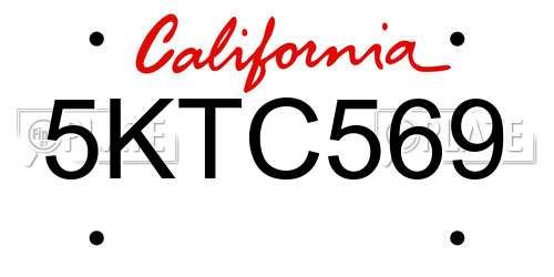 5KTC569 California License Plate
