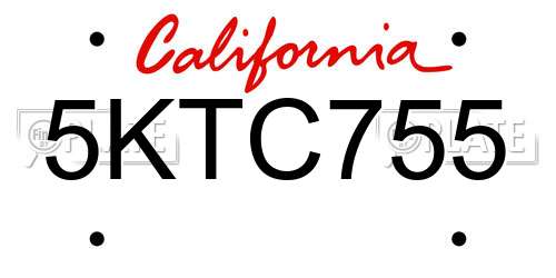 5KTC755 California License Plate