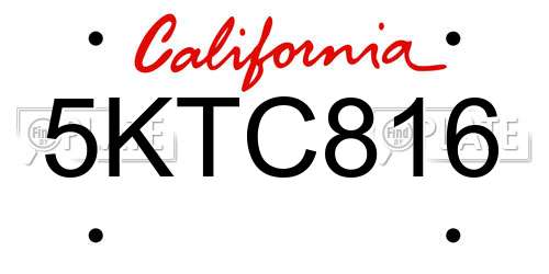 5KTC816 California License Plate