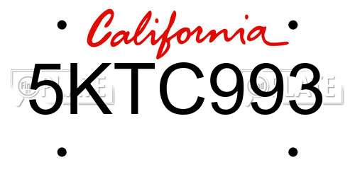 5KTC993 California License Plate