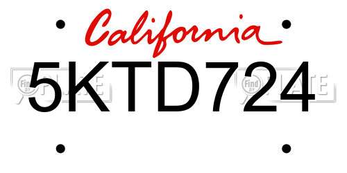 5KTD724 California License Plate