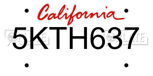 5KTH637 California License Plate