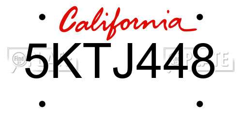 5KTJ448 California License Plate