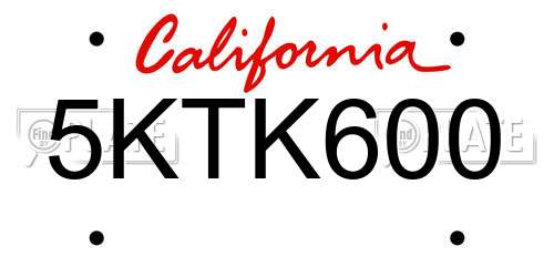 5KTK600 California License Plate