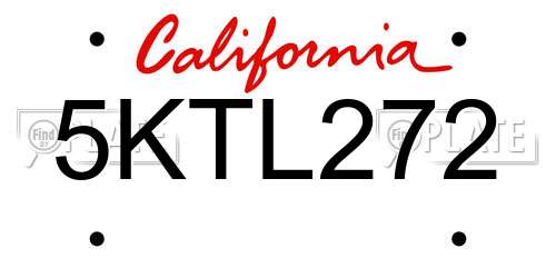 5KTL272 California License Plate