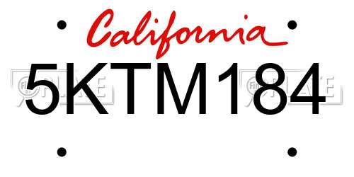 5KTM184 California License Plate