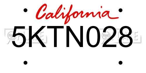 5KTN028 California License Plate