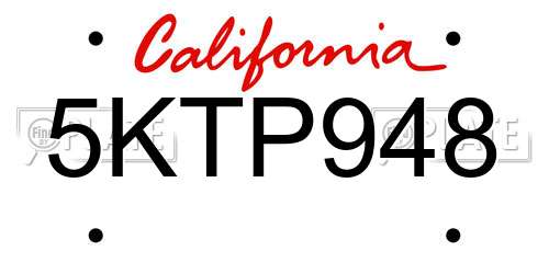 5KTP948 California License Plate
