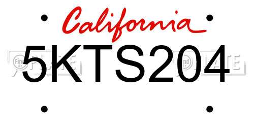 5KTS204 California License Plate