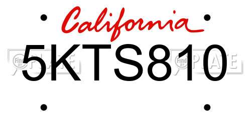 5KTS810 California License Plate