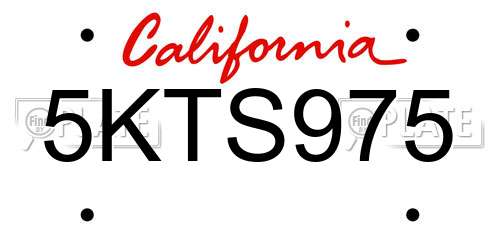 5KTS975 California License Plate