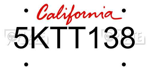 5KTT138 California License Plate