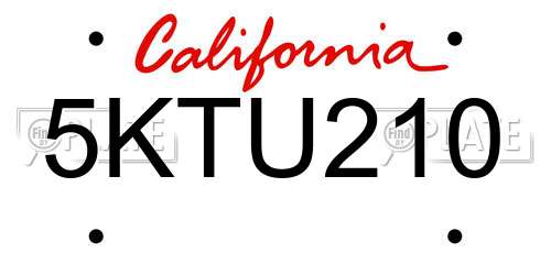 5KTU210 California License Plate