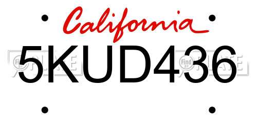 5KUD436 California License Plate