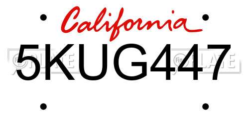 5KUG447 California License Plate