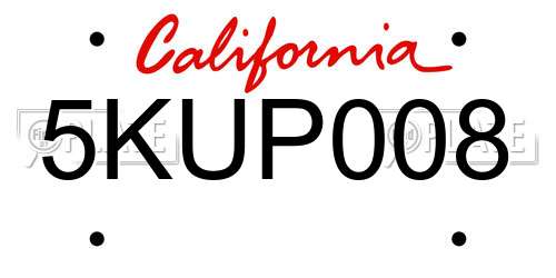 5KUP008 California License Plate