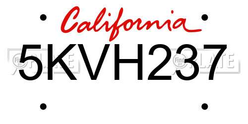5KVH237 California License Plate