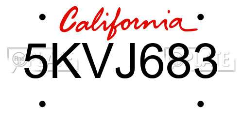 5KVJ683 California License Plate
