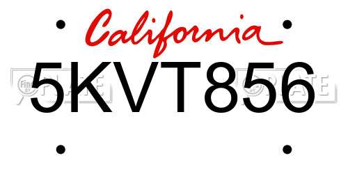5KVT856 California License Plate