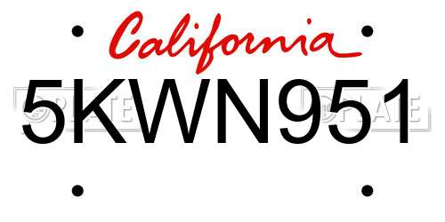 5KWN951 California License Plate