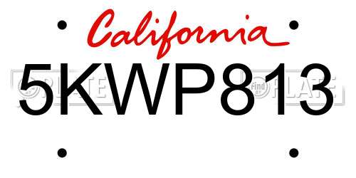 5KWP813 California License Plate